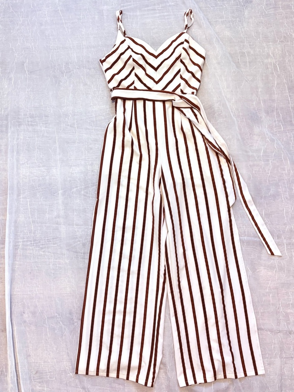 Papaya Striped Jumpsuit